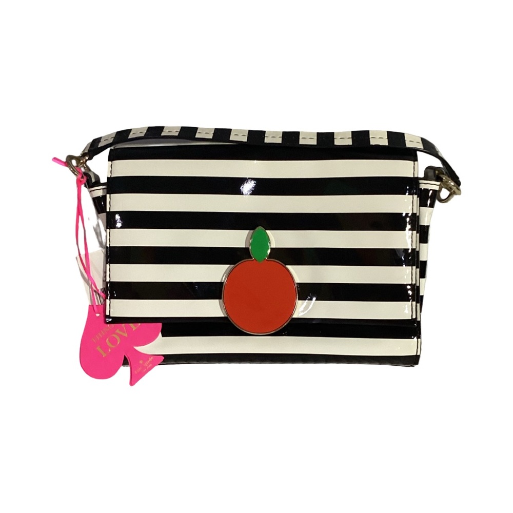 Kate Spade KSNY X Darcel Tobyn Big Apple Black & White Stripe Crossbody Bag READ